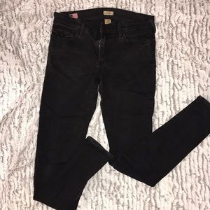 Halle Mid-Rise Super Skinny Black Jeans with Flaps